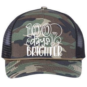 100th Day Of School Teacher Student Happy 100 Days Brighter Cool Gift Retro Rope Trucker Hat Cap