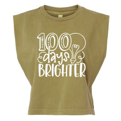 100th Day Of School Teacher Student Happy 100 Days Brighter Cool Gift Garment-Dyed Women's Muscle Tee