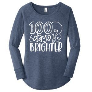 100th Day Of School Teacher Student Happy 100 Days Brighter Cool Gift Women's Perfect Tri Tunic Long Sleeve Shirt