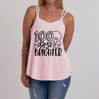 100th Day Of School Teacher Student Happy 100 Days Brighter Cool Gift Women's Strappy Tank