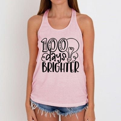 100th Day Of School Teacher Student Happy 100 Days Brighter Cool Gift Women's Knotted Racerback Tank