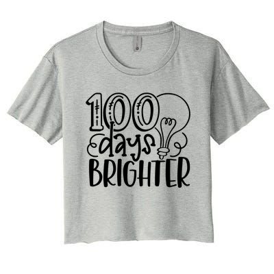 100th Day Of School Teacher Student Happy 100 Days Brighter Cool Gift Women's Crop Top Tee