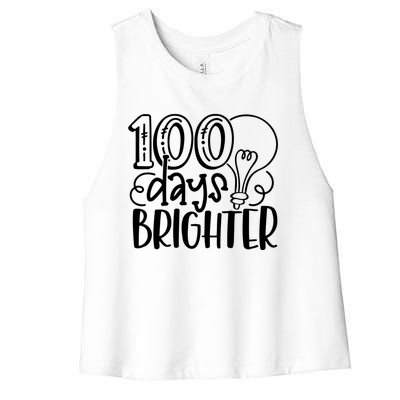 100th Day Of School Teacher Student Happy 100 Days Brighter Cool Gift Women's Racerback Cropped Tank