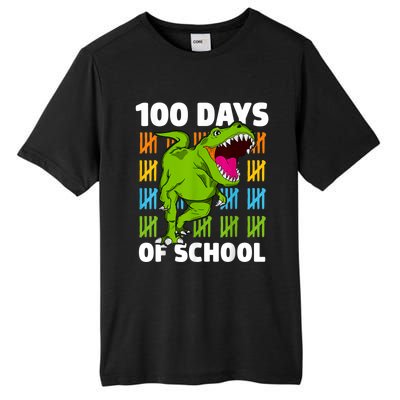 100th Day Of School Boys Kids Dino 100 Days Dinosaur TRex Tall Fusion ChromaSoft Performance T-Shirt