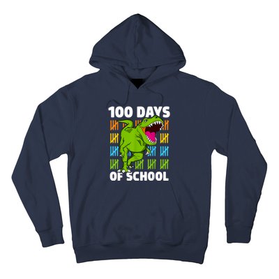 100th Day Of School Boys Kids Dino 100 Days Dinosaur TRex Hoodie