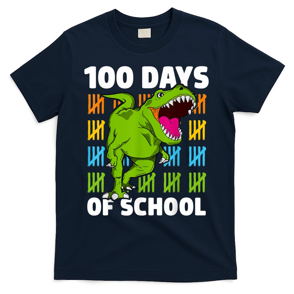 100th Day Of School Boys Kids Dino 100 Days Dinosaur TRex T-Shirt