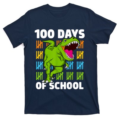 100th Day Of School Boys Kids Dino 100 Days Dinosaur TRex T-Shirt