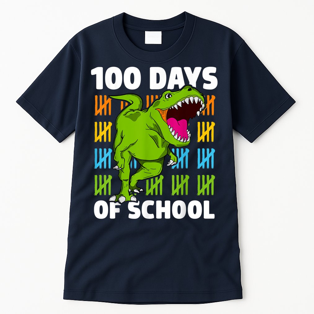 100th Day Of School Boys Kids Dino 100 Days Dinosaur TRex Tall T-Shirt