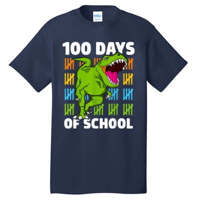 100th Day Of School Boys Kids Dino 100 Days Dinosaur TRex Tall T-Shirt