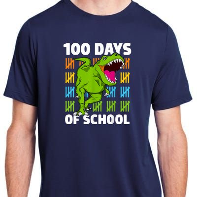 100th Day Of School Boys Kids Dino 100 Days Dinosaur TRex Adult ChromaSoft Performance T-Shirt