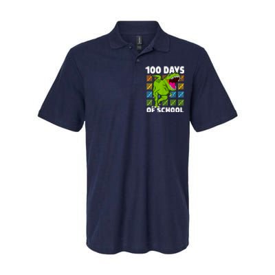 100th Day Of School Boys Kids Dino 100 Days Dinosaur TRex Softstyle Adult Sport Polo