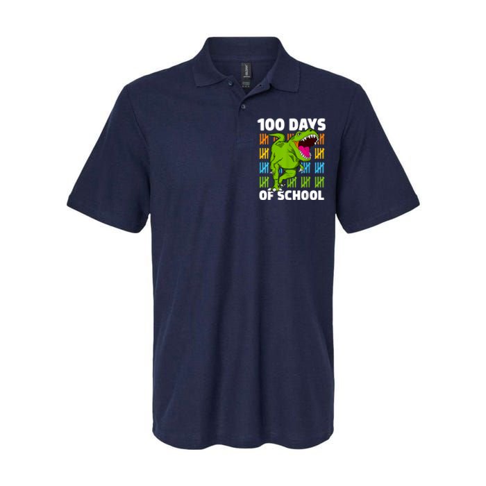 100th Day Of School Boys Kids Dino 100 Days Dinosaur TRex Softstyle Adult Sport Polo