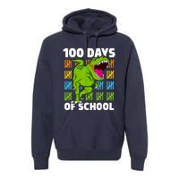 100th Day Of School Boys Kids Dino 100 Days Dinosaur TRex Premium Hoodie