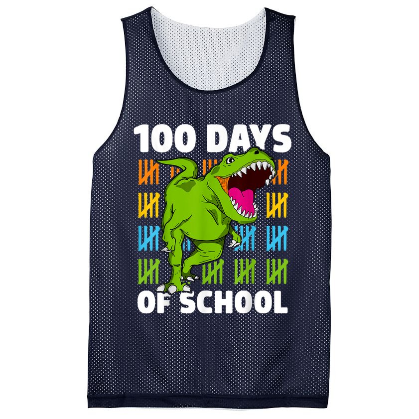 100th Day Of School Boys Kids Dino 100 Days Dinosaur TRex Mesh Reversible Basketball Jersey Tank