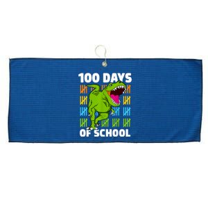 100th Day Of School Boys Kids Dino 100 Days Dinosaur TRex Large Microfiber Waffle Golf Towel