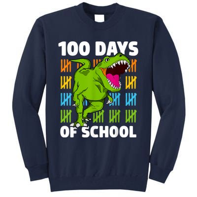 100th Day Of School Boys Kids Dino 100 Days Dinosaur TRex Tall Sweatshirt