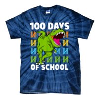 100th Day Of School Boys Kids Dino 100 Days Dinosaur TRex Tie-Dye T-Shirt