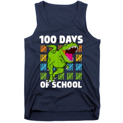 100th Day Of School Boys Kids Dino 100 Days Dinosaur TRex Tank Top