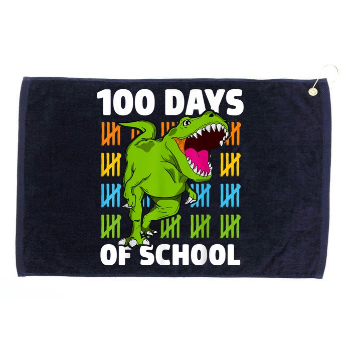 100th Day Of School Boys Kids Dino 100 Days Dinosaur TRex Grommeted Golf Towel