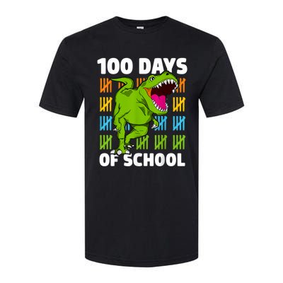 100th Day Of School Boys Kids Dino 100 Days Dinosaur TRex Softstyle CVC T-Shirt