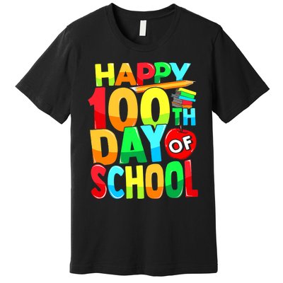 100 Days of School Teachers Girls Boys Happy 100th Day Premium T-Shirt