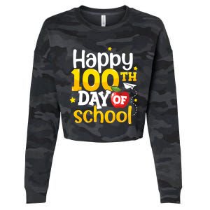 100 Days Of School Teachers Happy 100th Day Of School Gift Cropped Pullover Crew