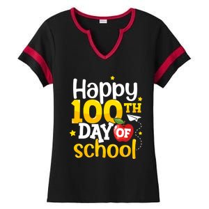 100 Days Of School Teachers Happy 100th Day Of School Gift Ladies Halftime Notch Neck Tee