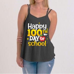 100 Days Of School Teachers Happy 100th Day Of School Gift Women's Strappy Tank