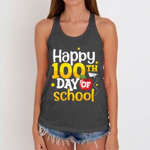 100 Days Of School Teachers Happy 100th Day Of School Gift Women's Knotted Racerback Tank