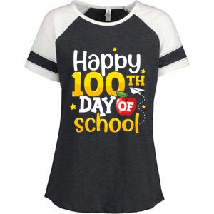 100 Days Of School Teachers Happy 100th Day Of School Gift Enza Ladies Jersey Colorblock Tee