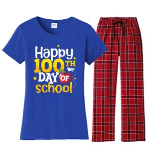 100 Days Of School Teachers Happy 100th Day Of School Gift Women's Flannel Pajama Set