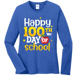 100 Days Of School Teachers Happy 100th Day Of School Gift Ladies Long Sleeve Shirt