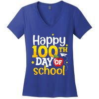 100 Days Of School Teachers Happy 100th Day Of School Gift Women's V-Neck T-Shirt