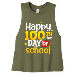 100 Days Of School Teachers Happy 100th Day Of School Gift Women's Racerback Cropped Tank