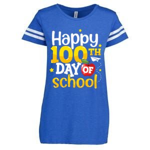 100 Days Of School Teachers Happy 100th Day Of School Gift Enza Ladies Jersey Football T-Shirt