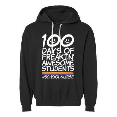 100 Days Of School Awesome Students School Nurse Gift Garment-Dyed Fleece Hoodie