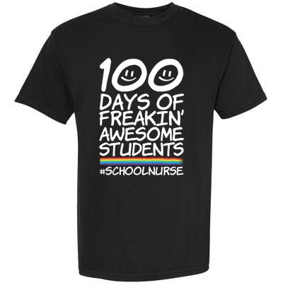 100 Days Of School Awesome Students School Nurse Gift Garment-Dyed Heavyweight T-Shirt