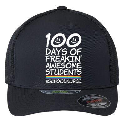 100 Days Of School Awesome Students School Nurse Gift Flexfit Unipanel Trucker Cap