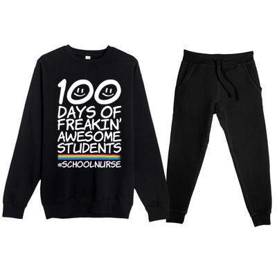 100 Days Of School Awesome Students School Nurse Gift Premium Crewneck Sweatsuit Set