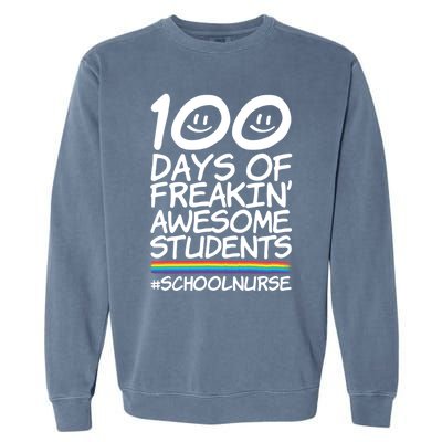 100 Days Of School Awesome Students School Nurse Gift Garment-Dyed Sweatshirt