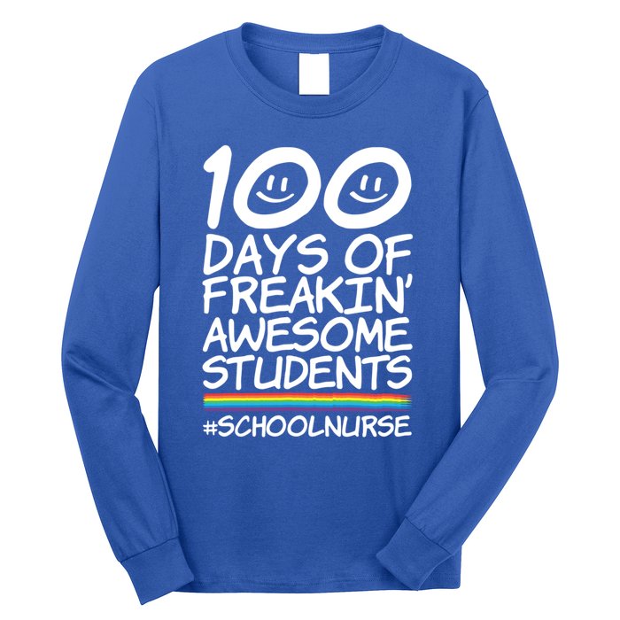 100 Days Of School Awesome Students School Nurse Gift Long Sleeve Shirt