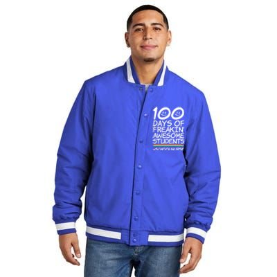 100 Days Of School Awesome Students School Nurse Gift Insulated Varsity Jacket