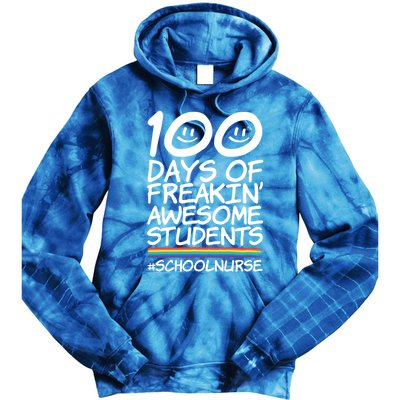 100 Days Of School Awesome Students School Nurse Gift Tie Dye Hoodie