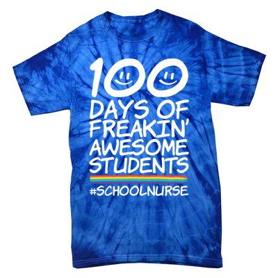 100 Days Of School Awesome Students School Nurse Gift Tie-Dye T-Shirt