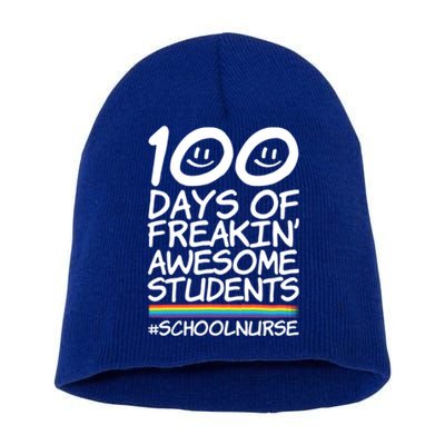 100 Days Of School Awesome Students School Nurse Gift Short Acrylic Beanie