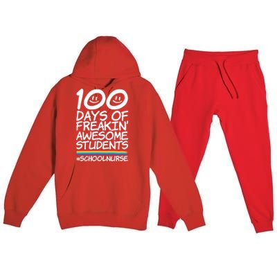 100 Days Of School Awesome Students School Nurse Gift Premium Hooded Sweatsuit Set