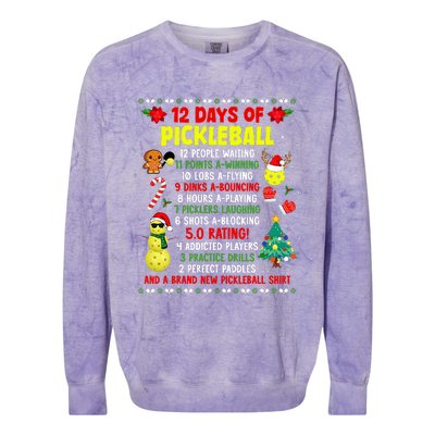 12 Days Of Pickleball Christmas Players Holiday Season Colorblast Crewneck Sweatshirt