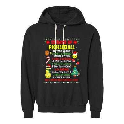 12 Days Of Pickleball Christmas Players Holiday Season Garment-Dyed Fleece Hoodie