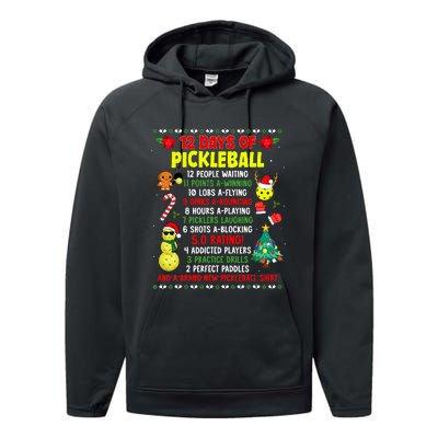 12 Days Of Pickleball Christmas Players Holiday Season Performance Fleece Hoodie