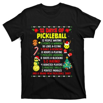 12 Days Of Pickleball Christmas Players Holiday Season T-Shirt